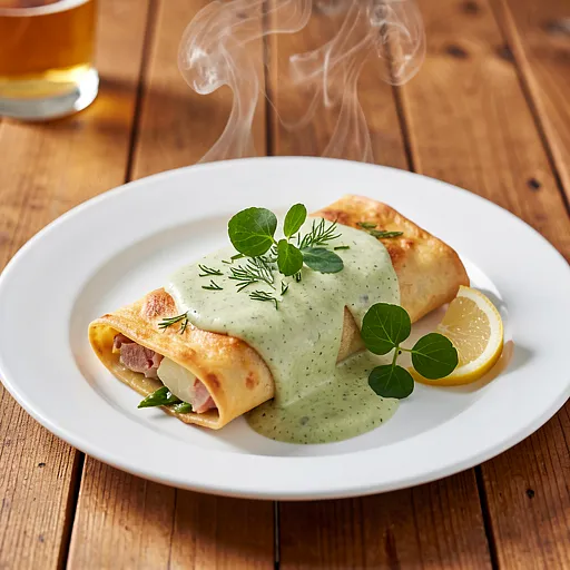 Przepis na: Cannelloni z ziemniakami i wędzonym pstrągiem, szparagowy velouté - zdjęcie 1