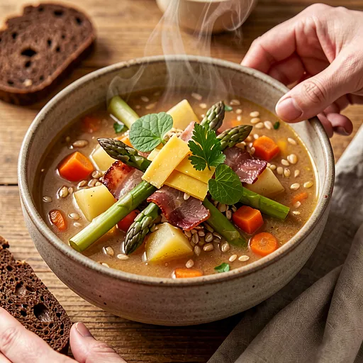 Przepis na: Minestrone po polsku z młodymi szparagami i wędzonym boczkiem - zdjęcie 1