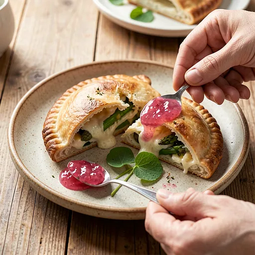 Recipe for: Calzone with Oscypek Cheese, Asparagus, and Rhubarb Jam - photo 1