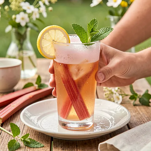 Przepis na: Aperitif rabarbarowy z syropem z kwiatów lipy - zdjęcie 1