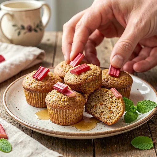 Przepis na: Muffinki jaglane z rabarbarem - zdjęcie 1