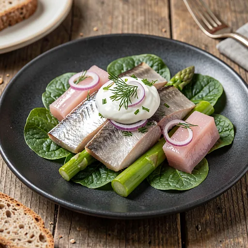 Recipe for: Herring with pickled rhubarb and sorrel - photo 1