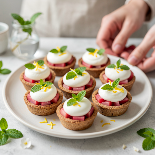 Recipe for: Mini tarts with rhubarb and natural yogurt cream - photo 1