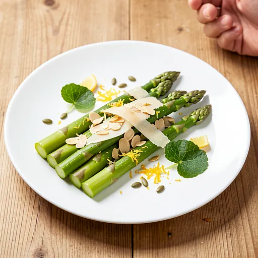 Recipe for: Asparagus with almond flakes and delicate parmesan - photo 1