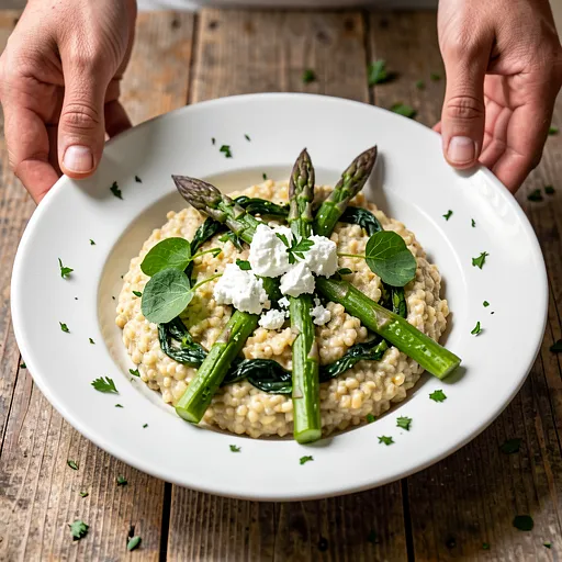 Recipe for: Millet risotto with asparagus and stewed sorrel - photo 1