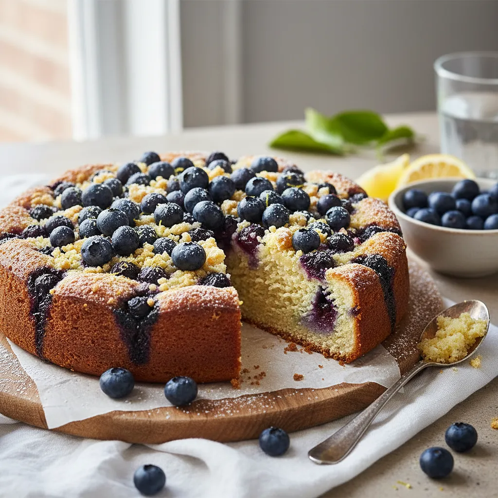 Quick Yogurt Cake with Blueberries and Lemon Crumble - photo 1