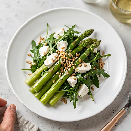 Recipe for: Light salad with asparagus, arugula, and goat cheese - photo 1