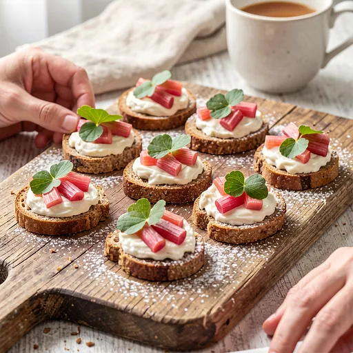 Przepis na: Kaszubskie kanapeczki z twarożkiem i rabarbarem na słodko - zdjęcie 1