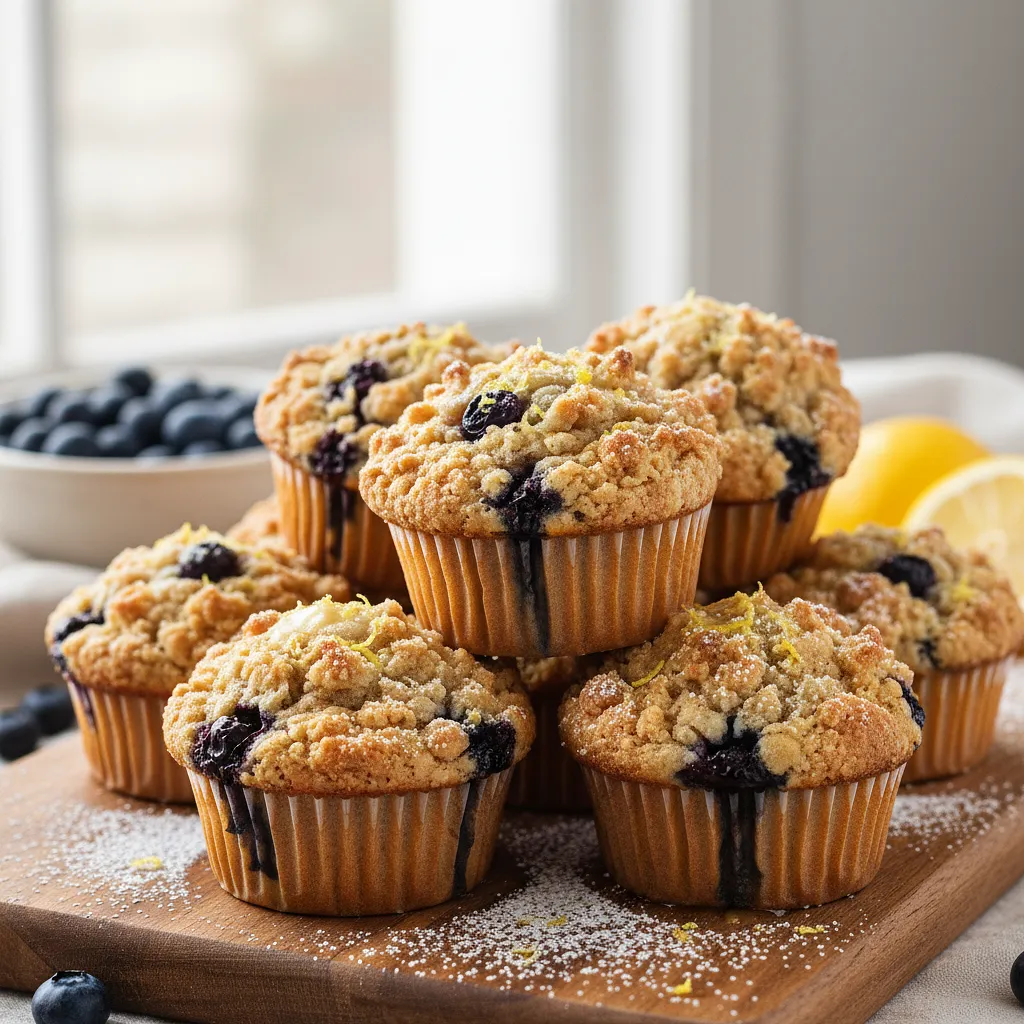 Przepis na: Jagodowe Muffiny z Maślaną Kruszonką i Nutą Cytryny - zdjęcie 1