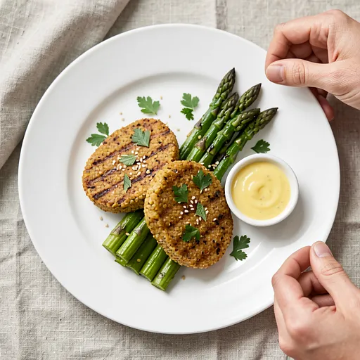 Recipe for: Millet Patties from the Grill with Spring Asparagus - photo 1