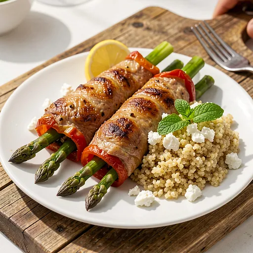 Recipe for: Lamb kebab skewers with asparagus and millet - photo 1