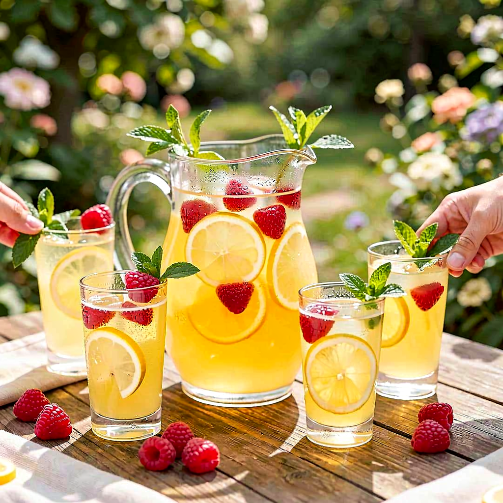 Recipe for: Elderflower, raspberry, and honey lemonade - photo 1