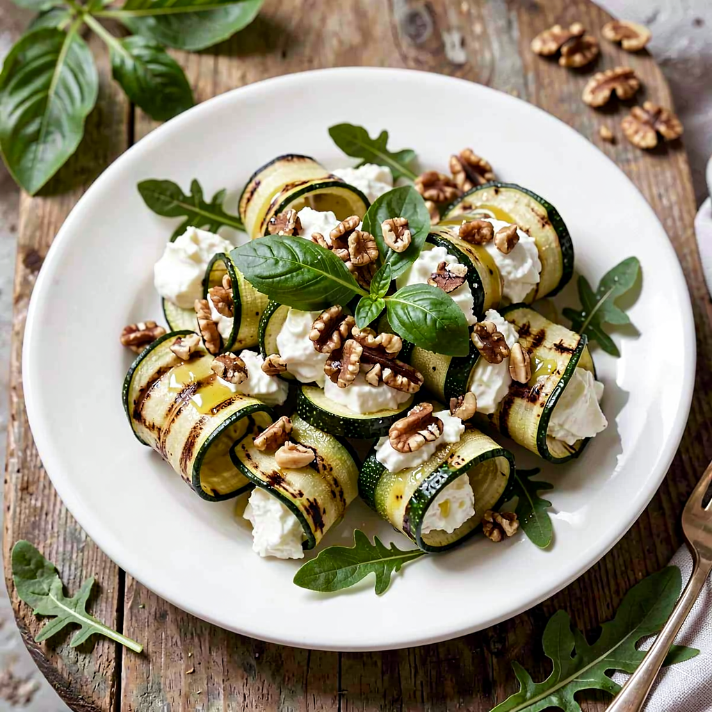 Recipe for: Grilled Zucchini Salad with Cottage Cheese and Walnuts - photo 1