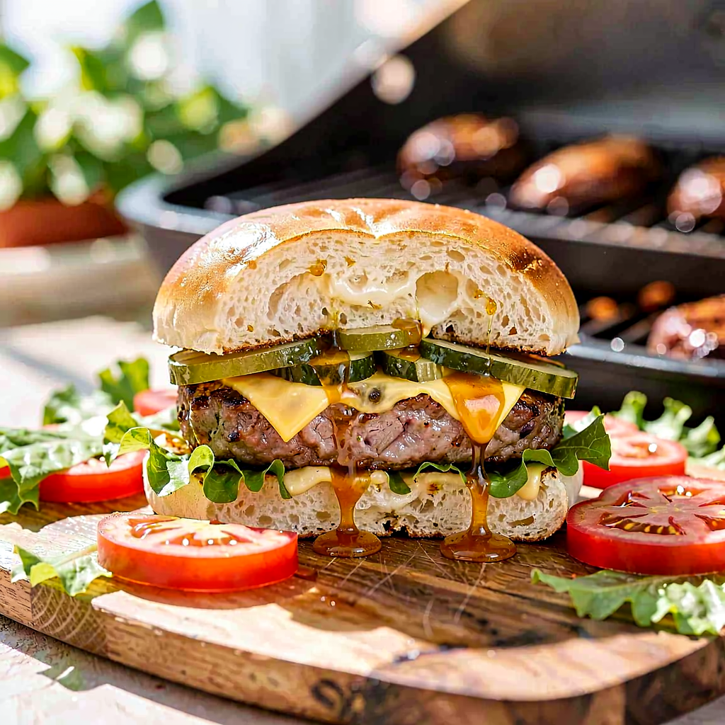 Przepis na: Burger z karkówki, kiszonym ogórkiem i sosem miodowo-musztardowym - zdjęcie 1