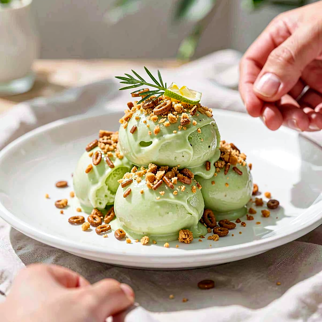 Przepis na: Sorbet ogórkowo-limonkowy z nutą koperkową i kruszonką z obwarzanka - zdjęcie 1