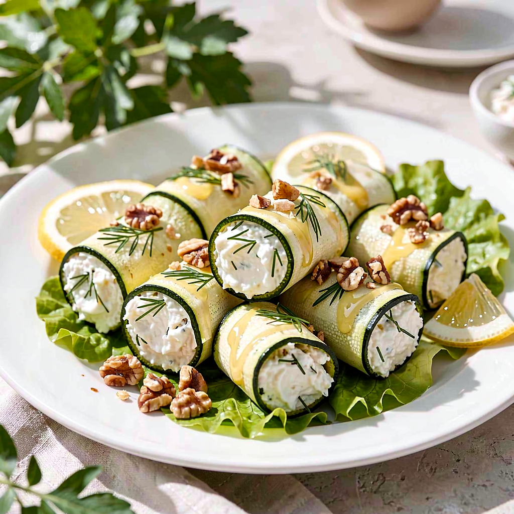 Recipe for: Zucchini Rolls with Cottage Cheese and Fresh Dill - photo 1