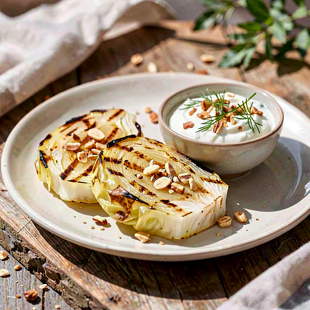 Recipe for: Grilled young cabbage pastries with yogurt-dill dip - photo 1