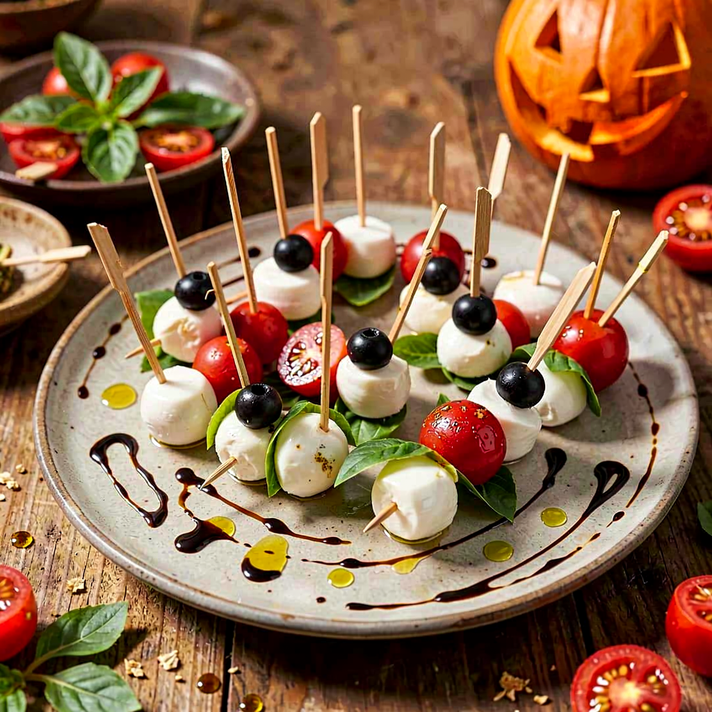 Recipe for: Scary skewers with mozzarella and tomatoes - photo 1