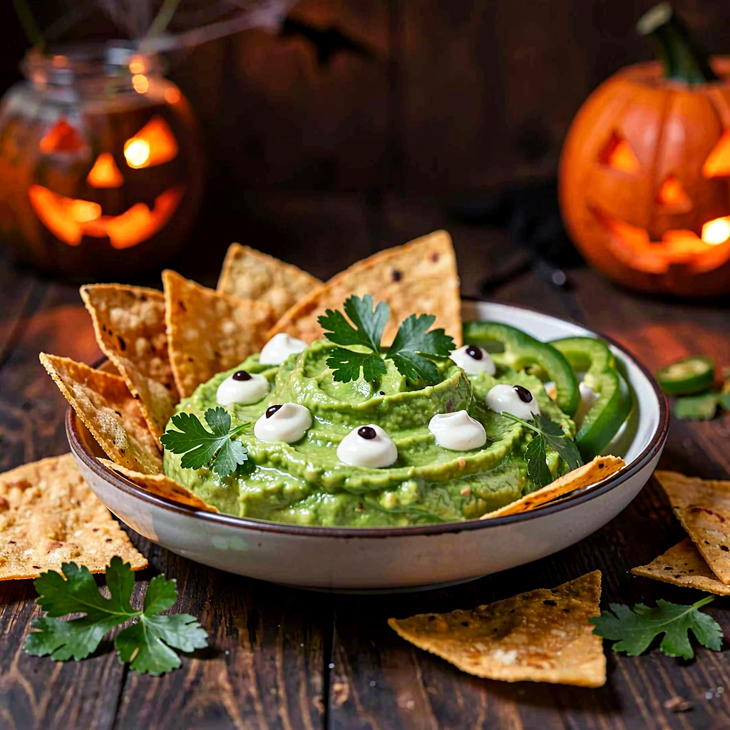 Przepis na: Zielone guacamole z pieczoną tortillą (Halloween) - zdjęcie 1
