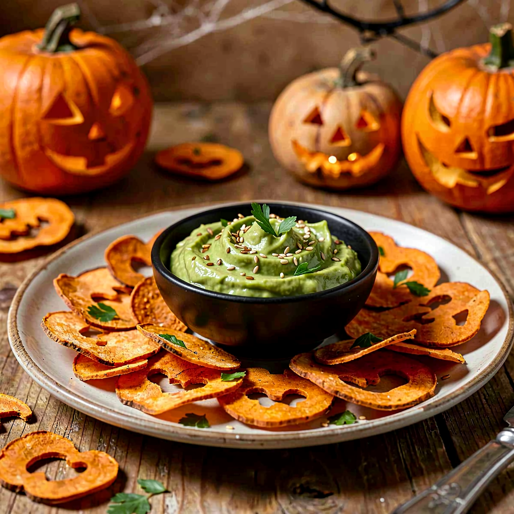 Recipe for: Sweet Potato Chips with Avocado Dip (Halloween) - photo 1
