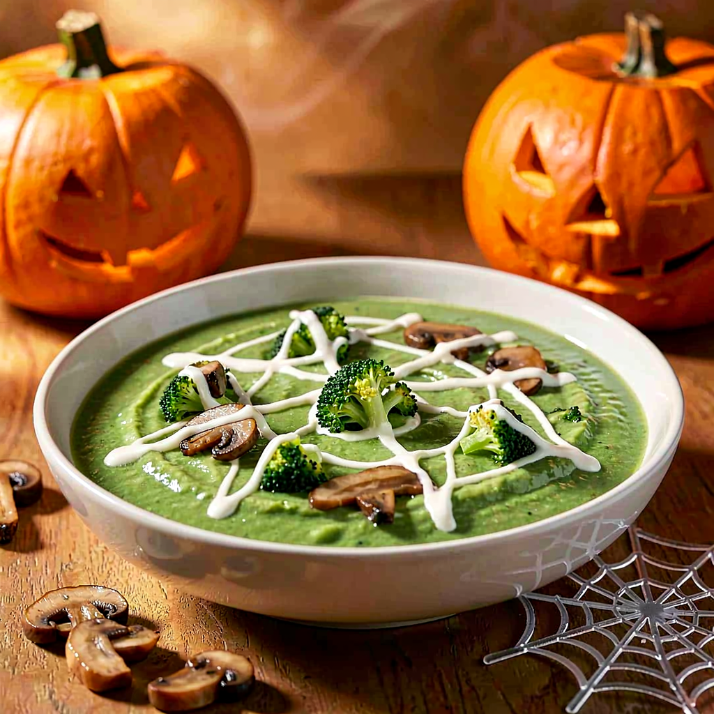 Recipe for: Broccoli cream with yogurt spiderweb - photo 1