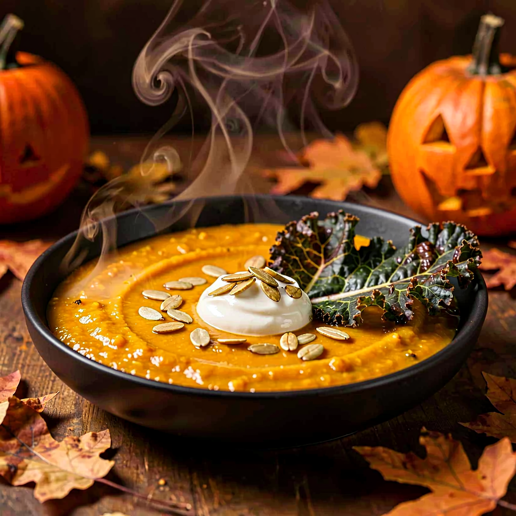 Recipe for: Red Lentil and Pumpkin Soup in Autumn, Smoked Style (Halloween) - photo 1