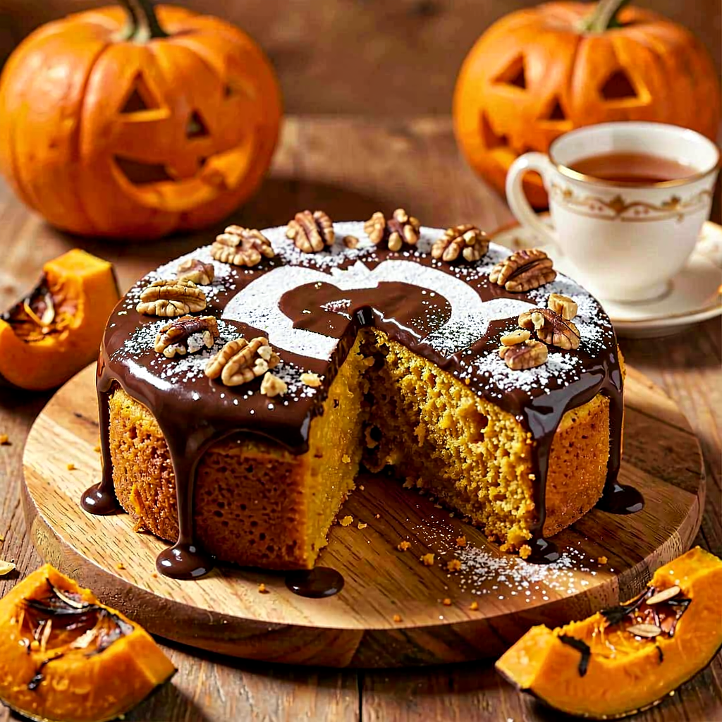 Przepis na: Ciasto dyniowe z polewą czekoladową (Halloween) - zdjęcie 1