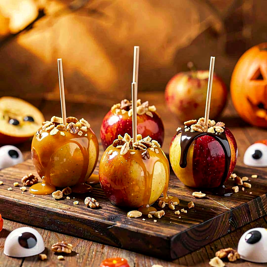 Przepis na: Jabłka w karmelu z orzechami (Halloween) - zdjęcie 1