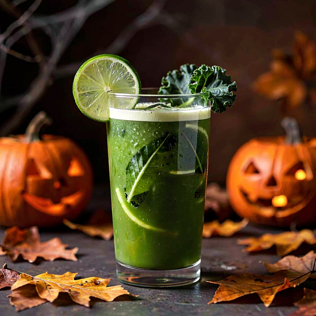 Przepis na: Zielony napój z jarmużem i limonką (Halloweenowy twist) - zdjęcie 1