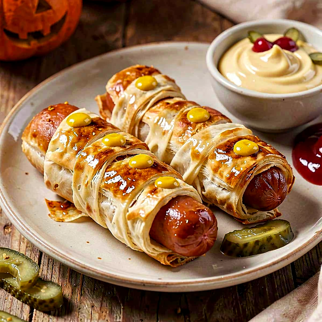 Recipe for: Mini hot dogs in dough (Halloween 'Mummies') - photo 1