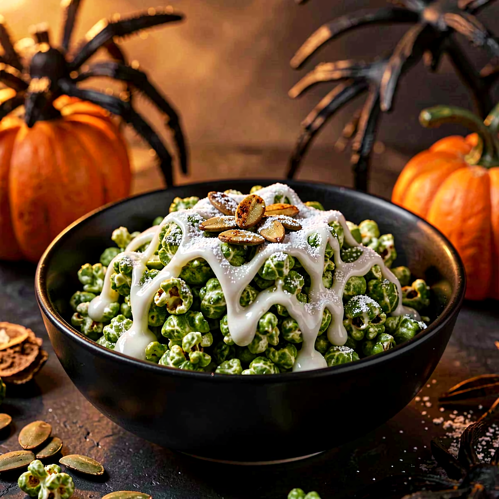 Przepis na: Zielone popcorny z matchą (Halloween) - zdjęcie 1