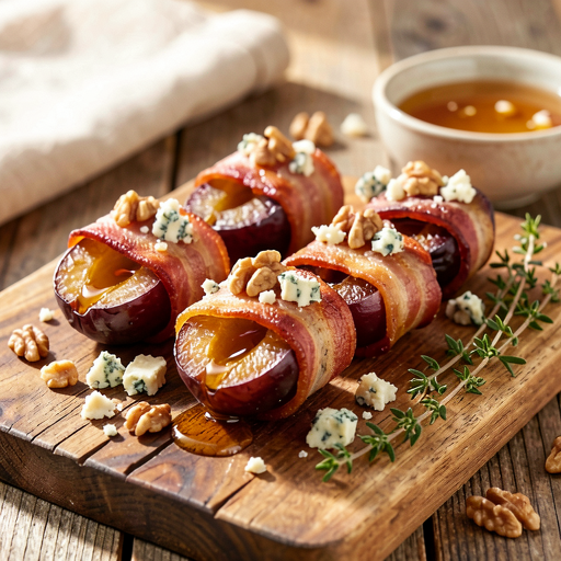 Recipe for: Grilled Plums Wrapped in Bacon with Honey and Thyme - photo 1