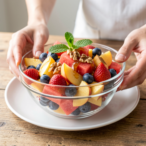 Recipe for: Fruit salad with watermelon, mint, and honey-lime dressing - photo 1