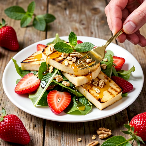 Recipe for: Highland Salad with Grilled Oscypek and Fresh Strawberries in Honey-Thyme Vinaigrette - photo 1