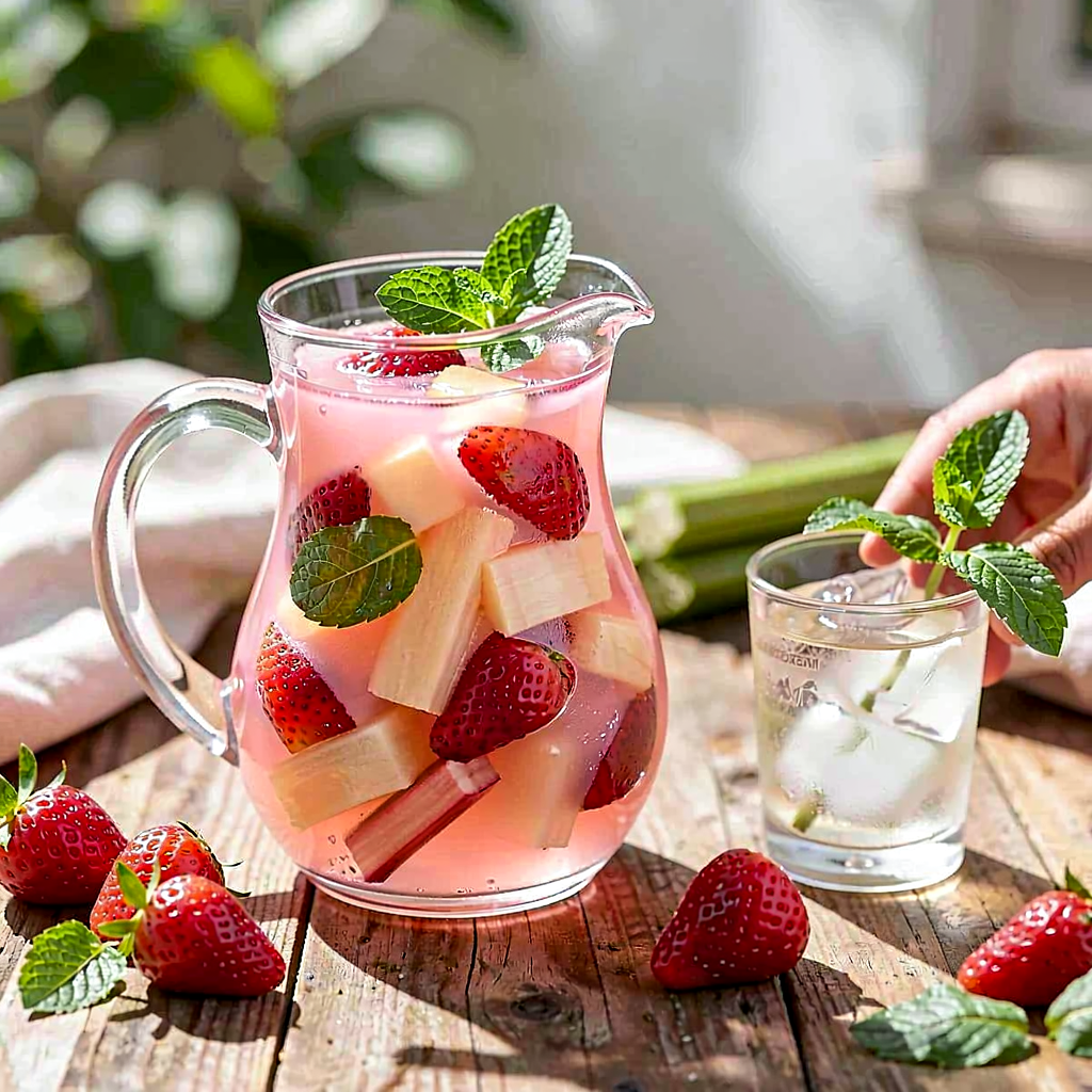 Recipe for: Country-style compote with rhubarb, strawberries, and fresh mint - photo 1