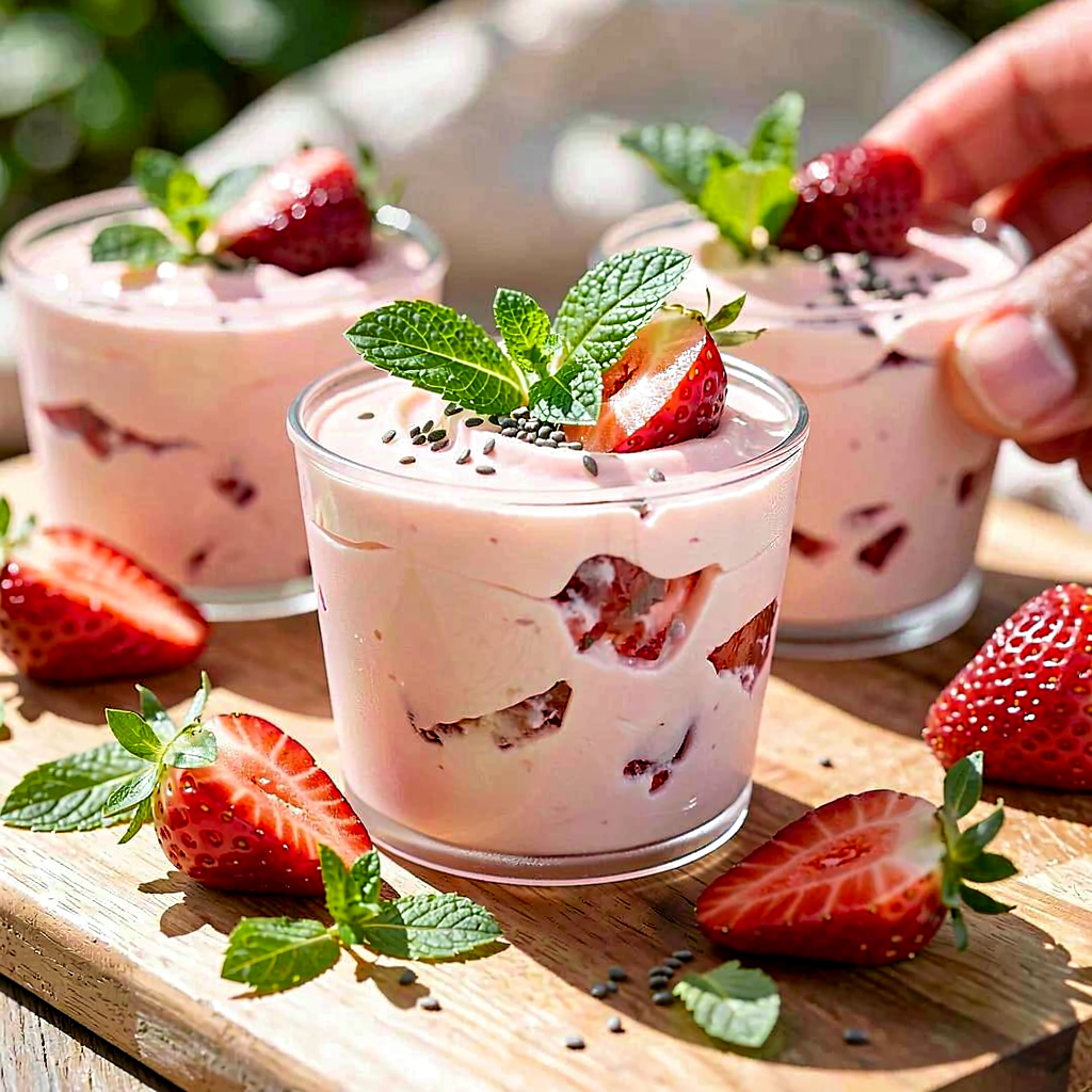 Recipe for: Light cottage cheese mousse with Polish strawberries, chia seeds, and fresh mint - photo 1