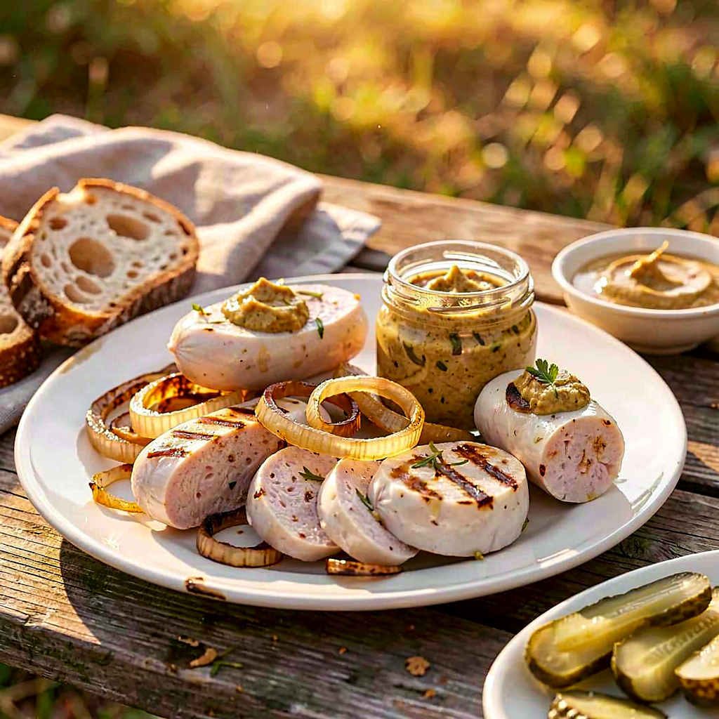 Przepis na: Biała kiełbasa grillowana z cebulą i staropolską musztardą - zdjęcie 1