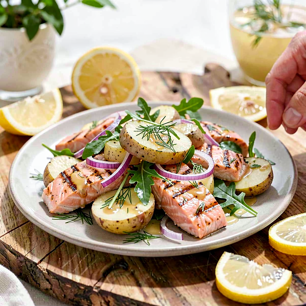 Recipe for: Grilled Salmon Salad with Young Potatoes and Dill - photo 1