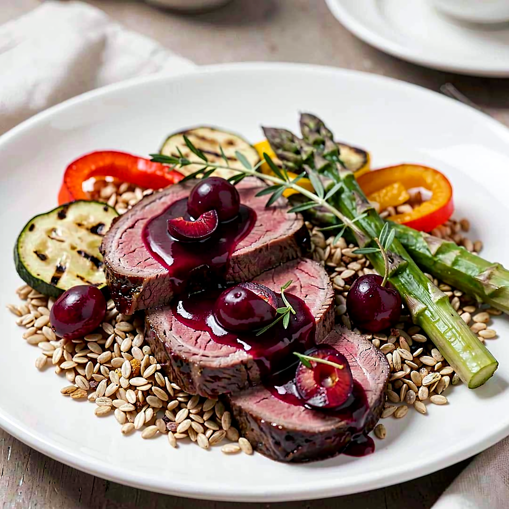 Recipe for: Venison Tenderloin in Cherry and Marjoram Glaze - photo 1