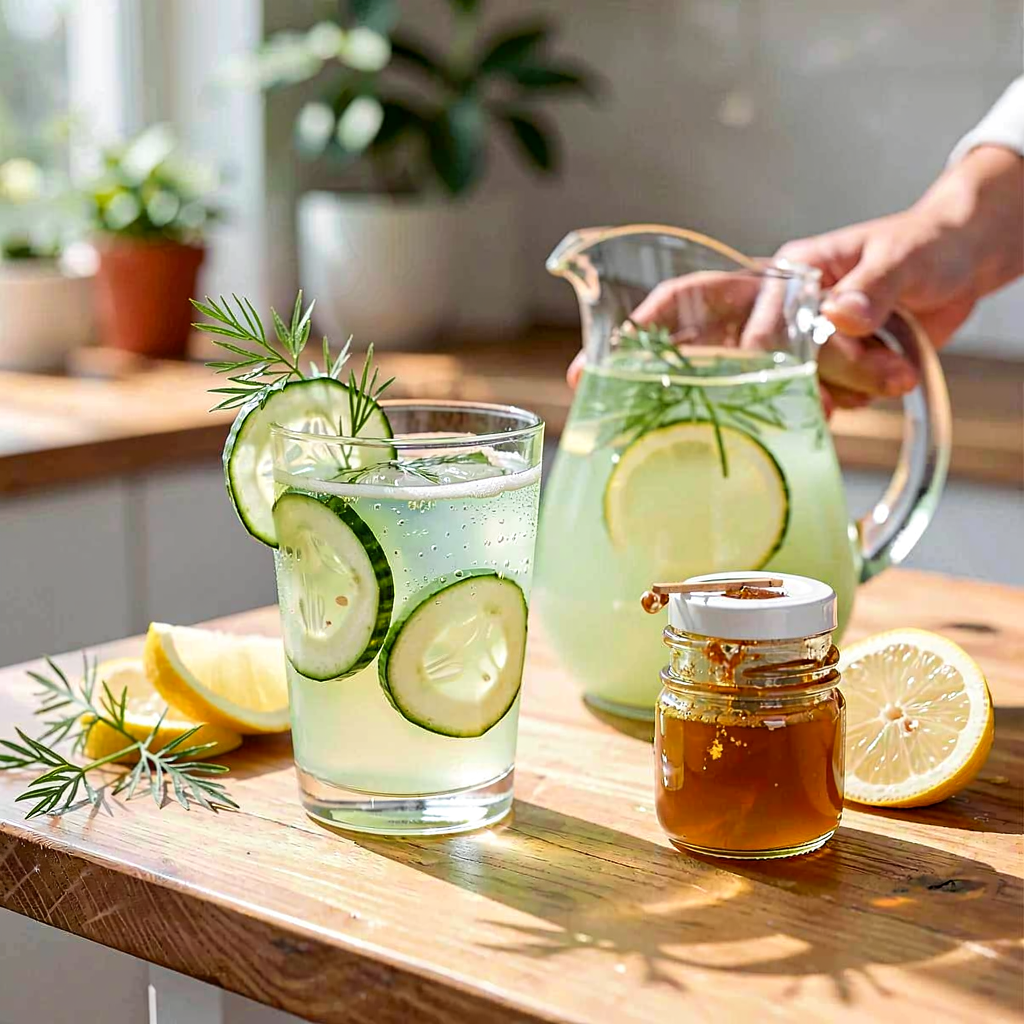Przepis na: Lemoniada ogórkowo-koperkowa z miodem lipowym - zdjęcie 1