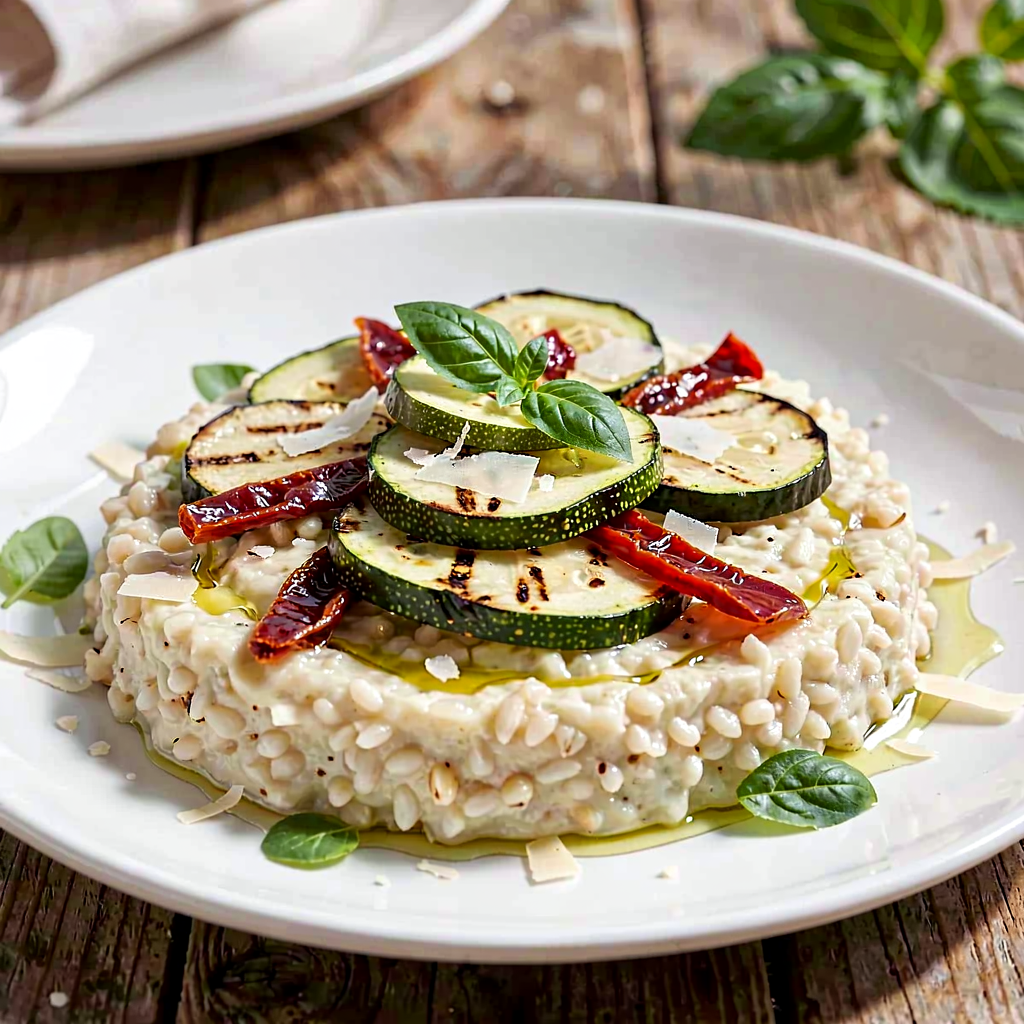 Recipe for: Summer Barley Risotto with Grilled Zucchini and Sun-Dried Tomatoes - photo 1