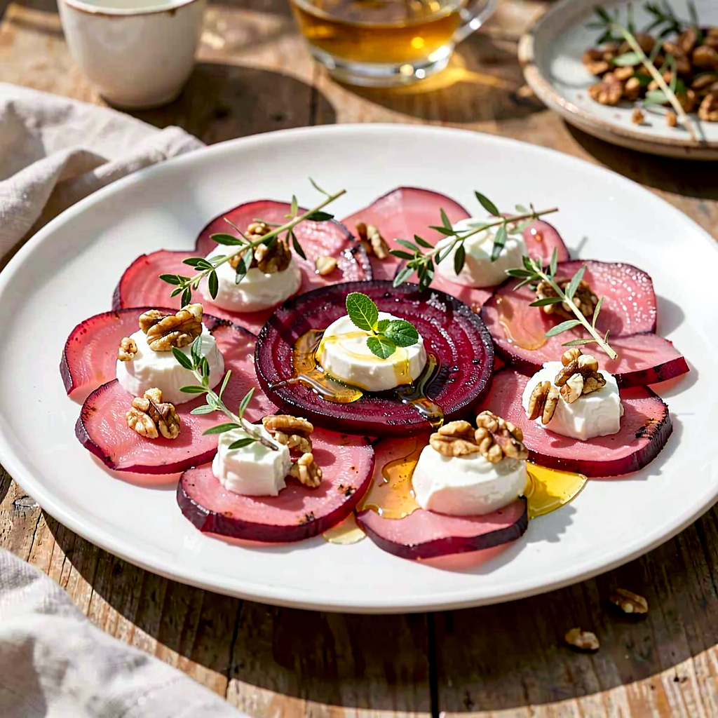 Recipe for: Grilled Beet Carpaccio with Goat Cheese and Thyme - photo 1
