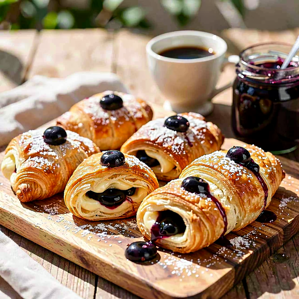 Recipe for: Buttery crescent rolls filled with blackcurrant jam - photo 1