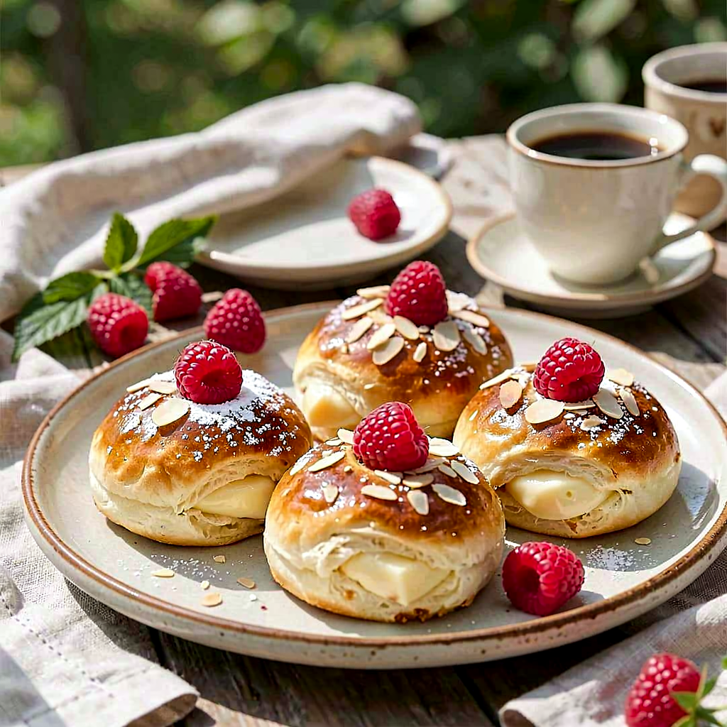 Recipe for: Yeast Buns with Raspberries and Warmian Cottage Cheese - photo 1