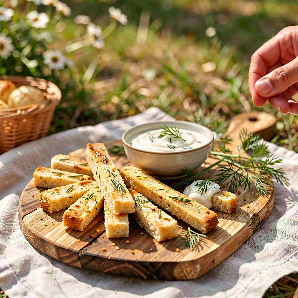 Recipe for: Yeast Sticks with Garlic and Dill in Cream Sauce - photo 1