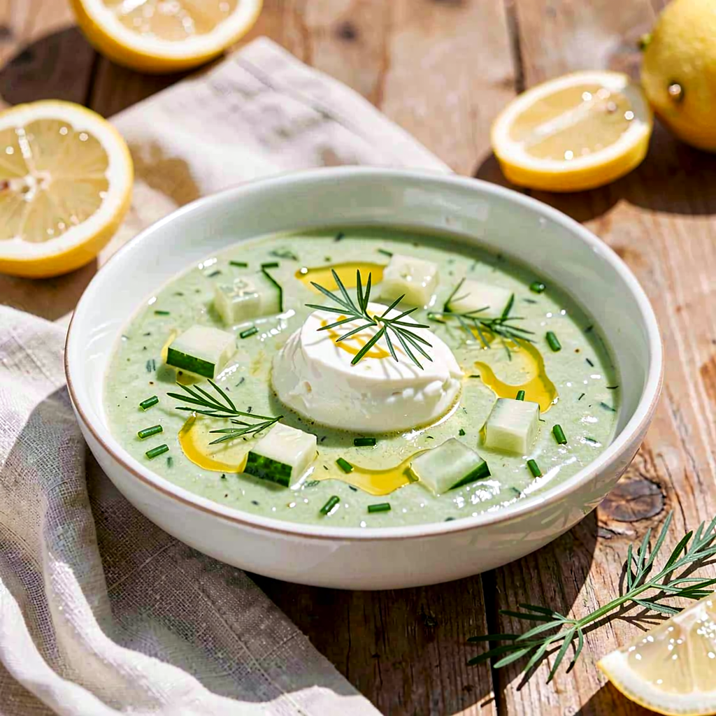 Recipe for: Cucumber and Dill Cold Soup with Young Cheese - photo 1