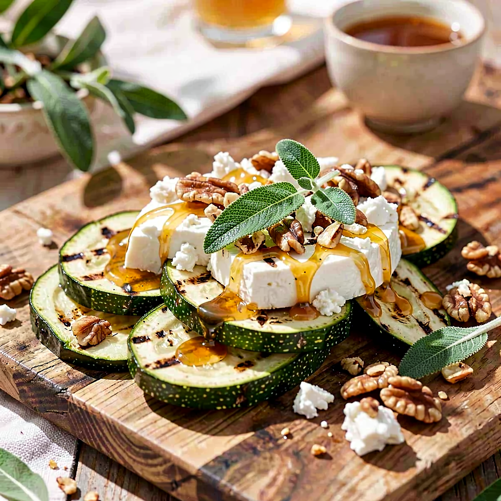 Recipe for: Grilled zucchini with goat cheese and sage - photo 1