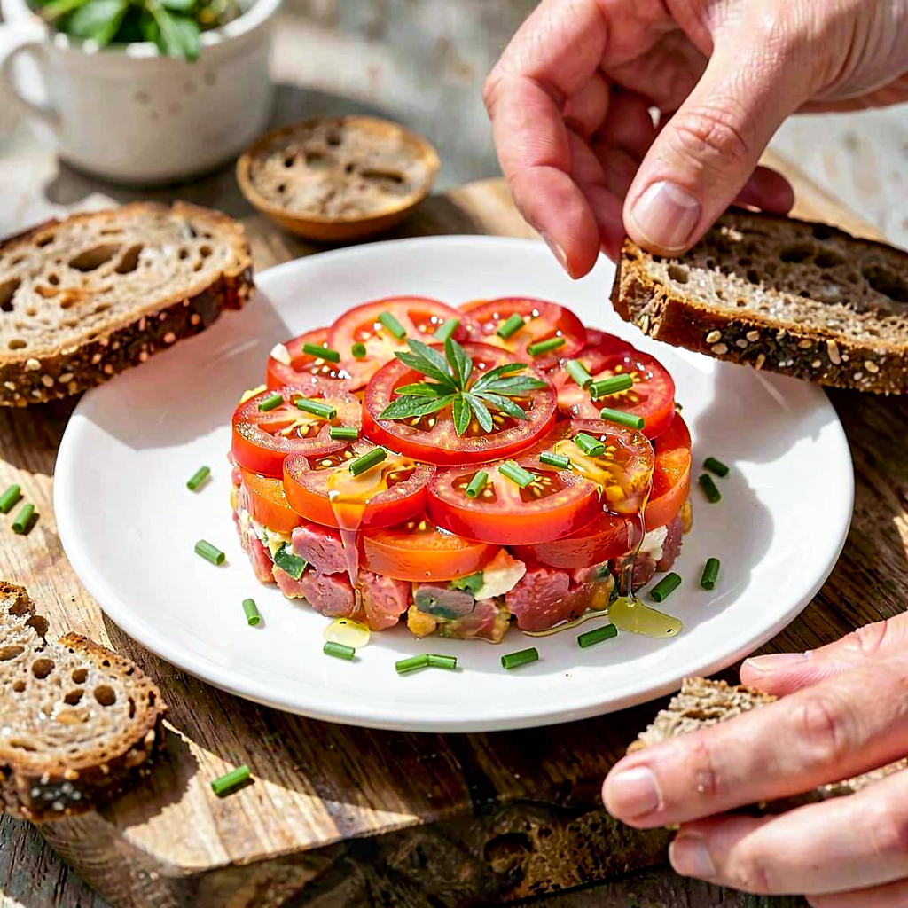 Recipe for: Tatar made from ripe tomatoes with fresh chives - photo 1