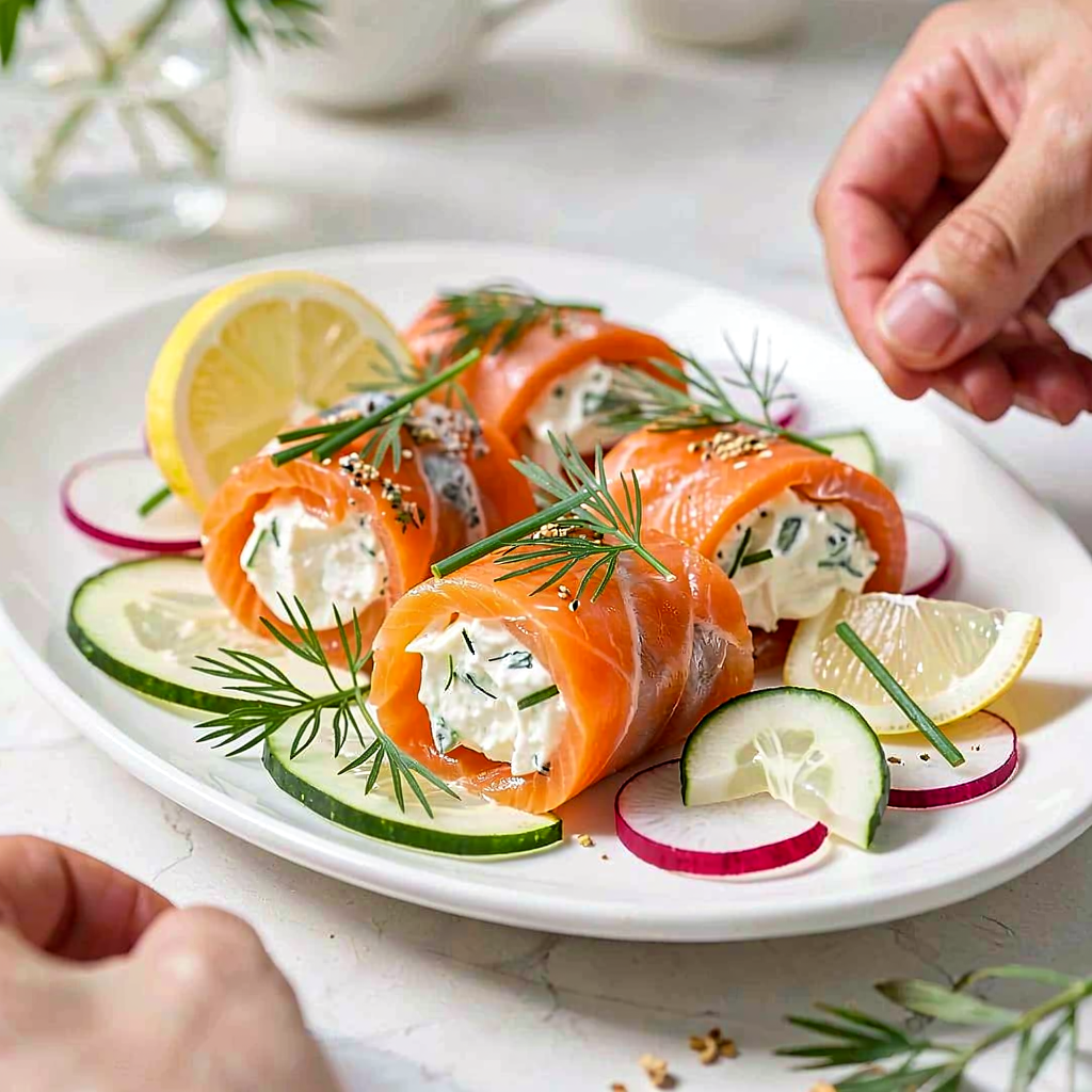 Recipe for: Smoked Salmon Rolls with Dill Cream Cheese - photo 1