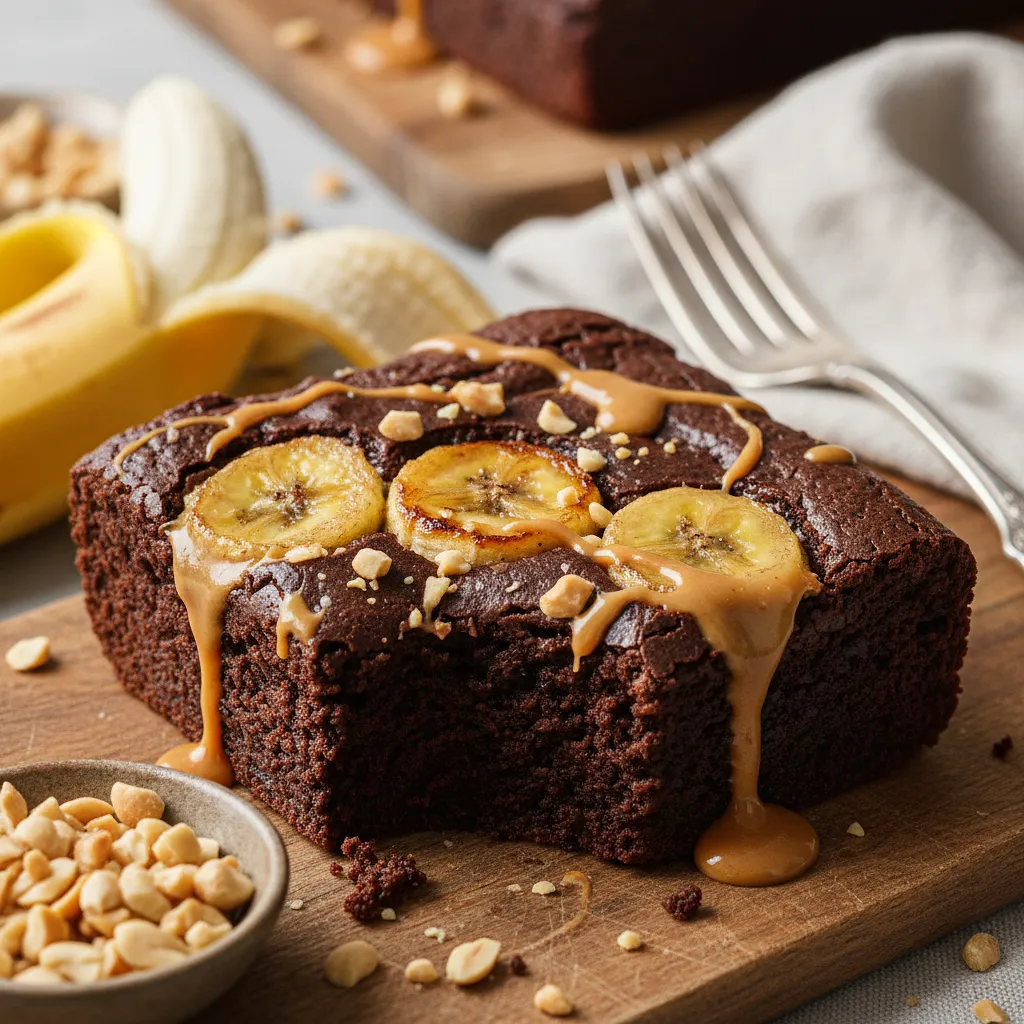 Przepis na: Intensywnie Czekoladowe Brownie Bananowe z Masłem Orzechowym - zdjęcie 1